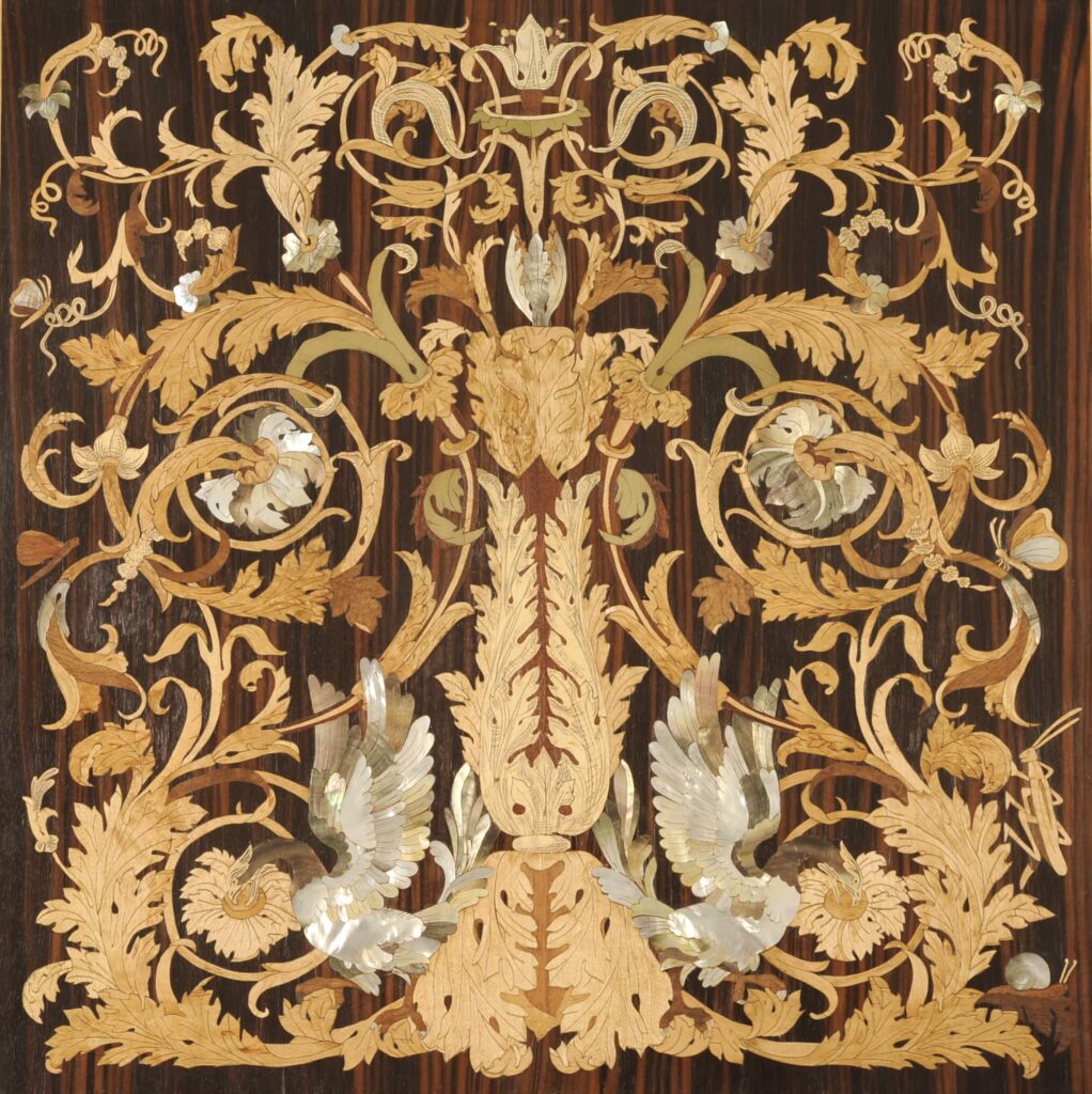 Sawn cut marquetry reproduction